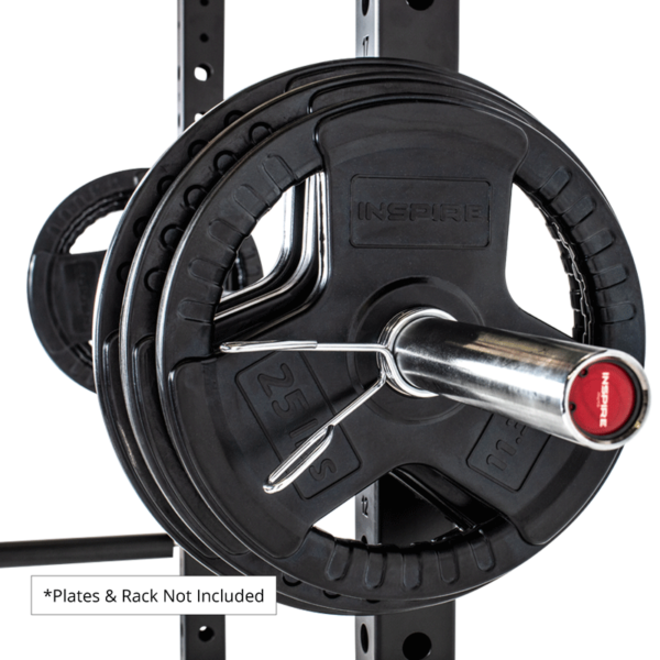 7 foot chrome olympic bar with weights and collar from Inspire Fitness